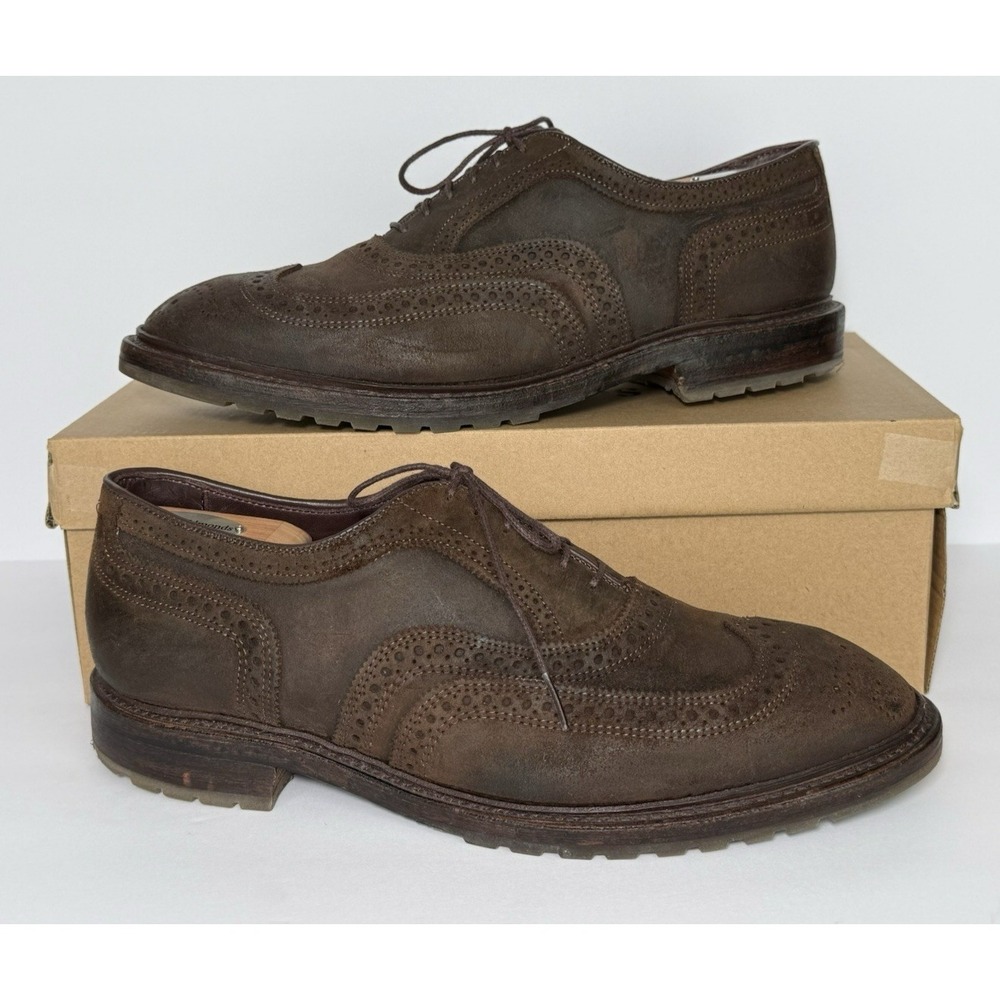 Allen Edmonds McTavish 2821S Brown Waxed Suede Wingtip Shoes 10 EEE USA